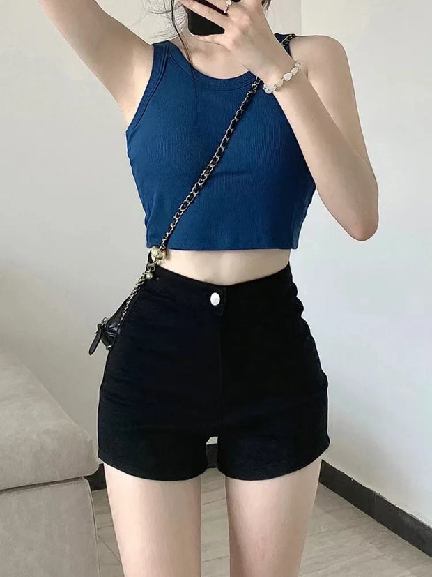 Stylish High Waist Denim Shorts