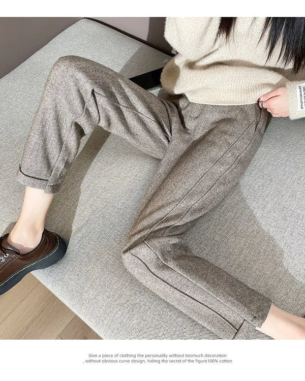 Loose Casual Herringbone Pants