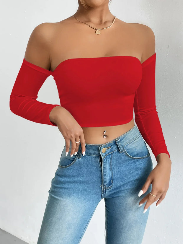 Sexy Long Sleeve Crop Top