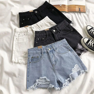 Casual Street Ripped Denim Shorts