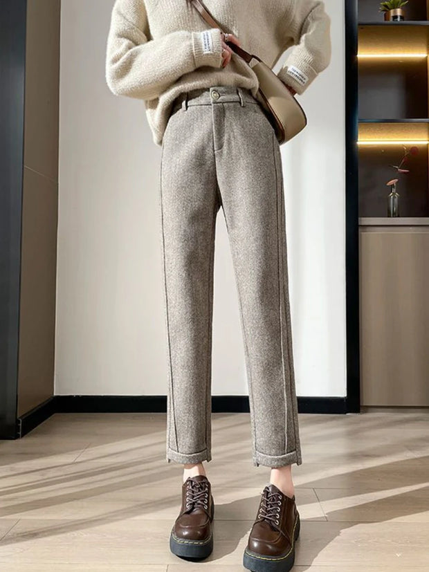 Loose Casual Herringbone Pants