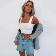 Sexy Square Neck Crop Top