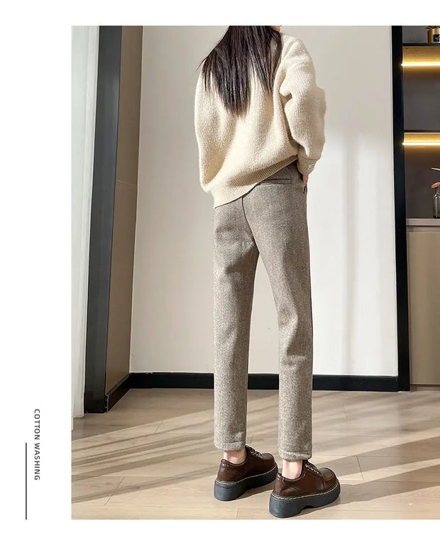 Loose Casual Herringbone Pants