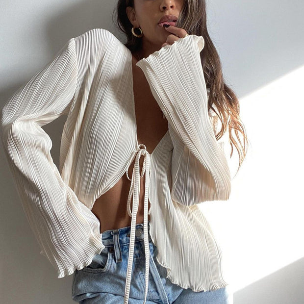 Casual Pleated Long Sleeve