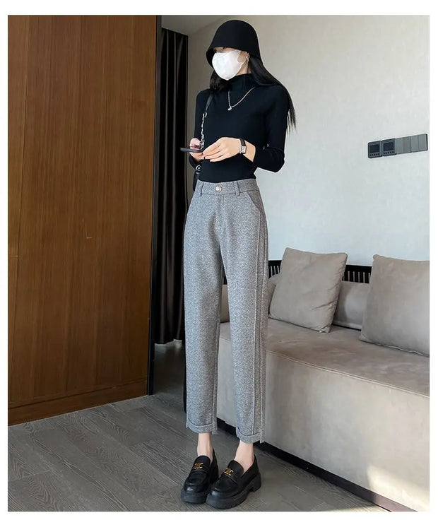 Loose Casual Herringbone Pants