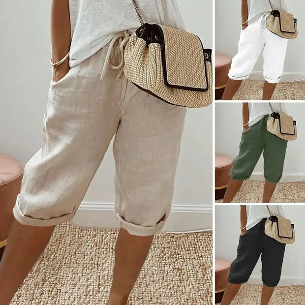 Vintage Drawstring Cotton Linen Trousers