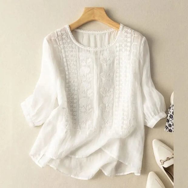 Summer Lace Cotton Blouse