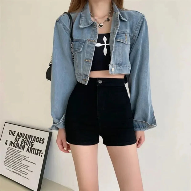 Stylish High Waist Denim Shorts