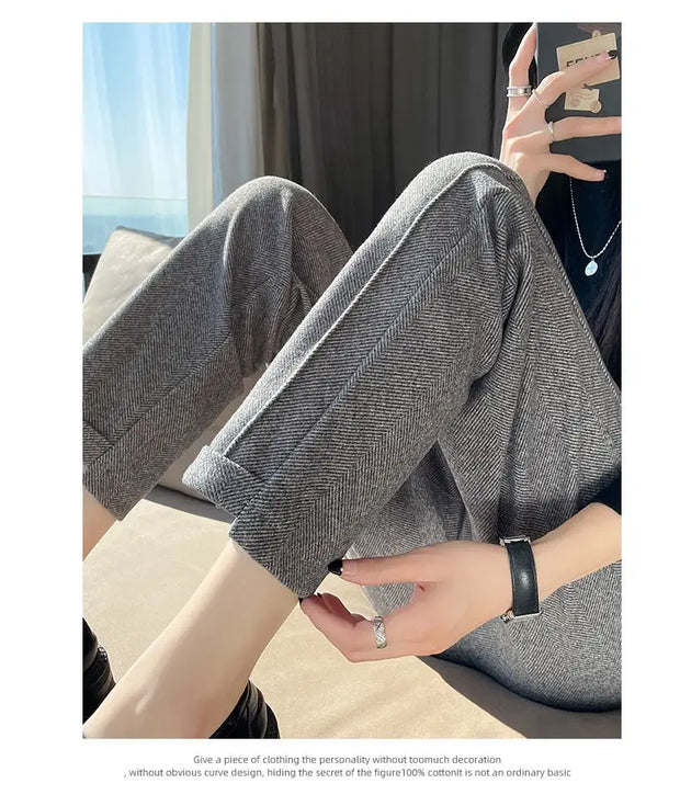 Loose Casual Herringbone Pants