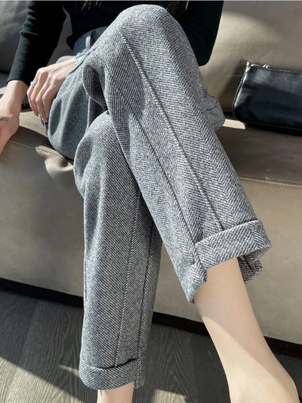 Loose Casual Herringbone Pants