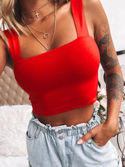 Sexy Square Neck Crop Top