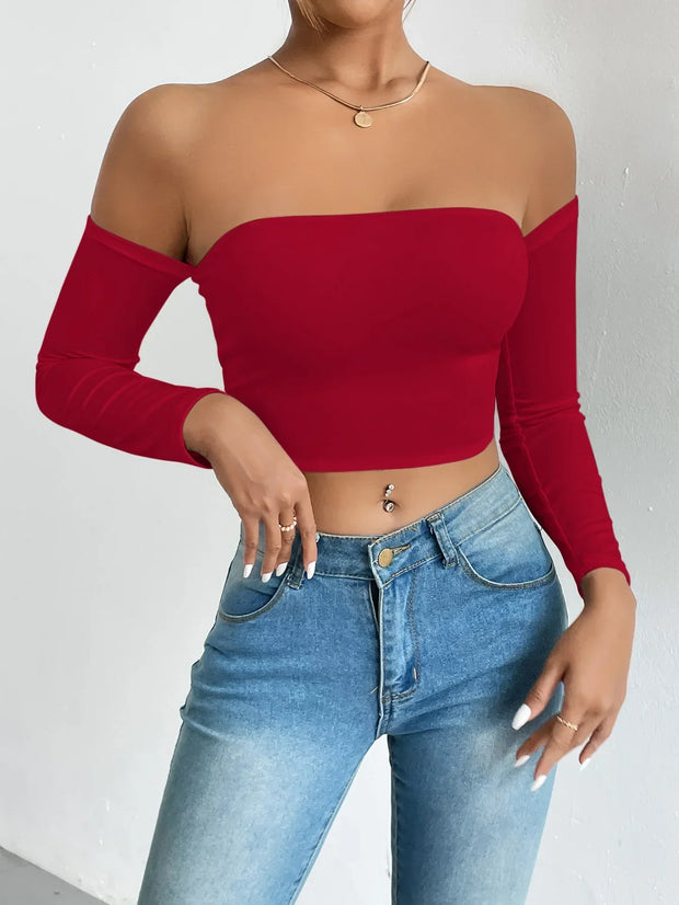 Sexy Long Sleeve Crop Top