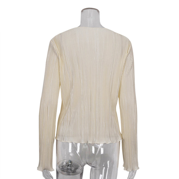 Casual Pleated Long Sleeve