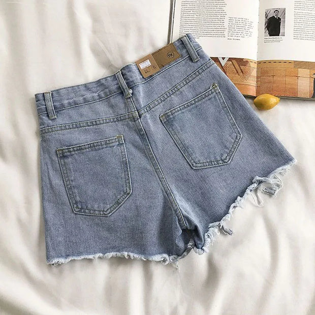 Casual Street Ripped Denim Shorts