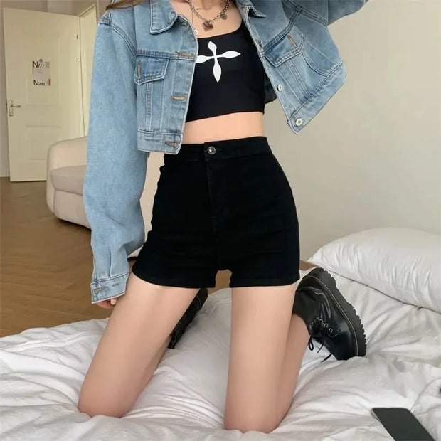 Stylish High Waist Denim Shorts